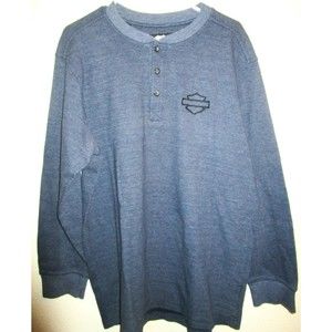 Harley Davidson Men's 3 button Henley style long-sleeved tshirt